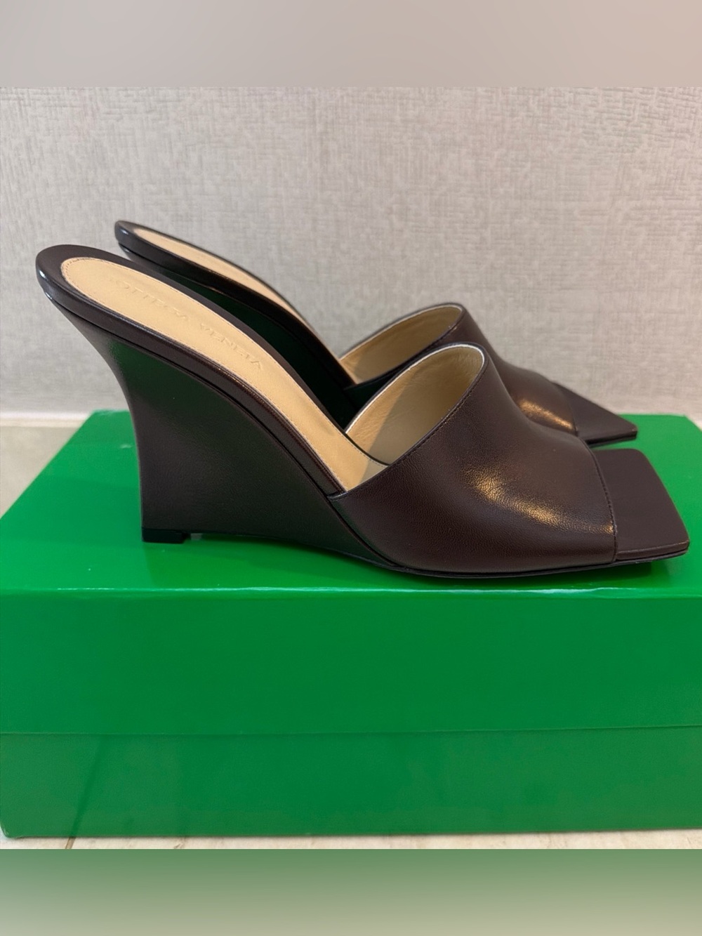 Bottega Veneta Stretch Leather Wedge Mules Size 38